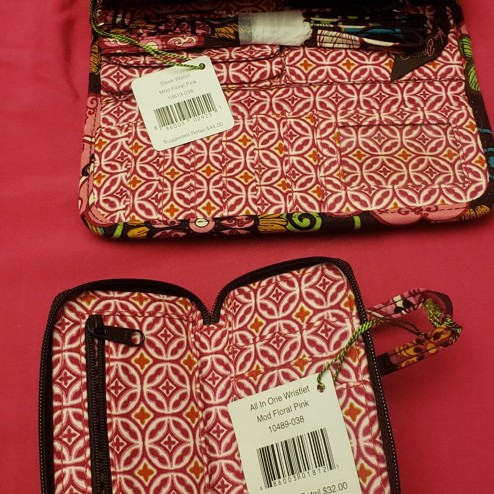Brand New Vera Bradley Mod Floral Pink Tote w/ Wallet & Wristlet Set - Picture 10 of 11